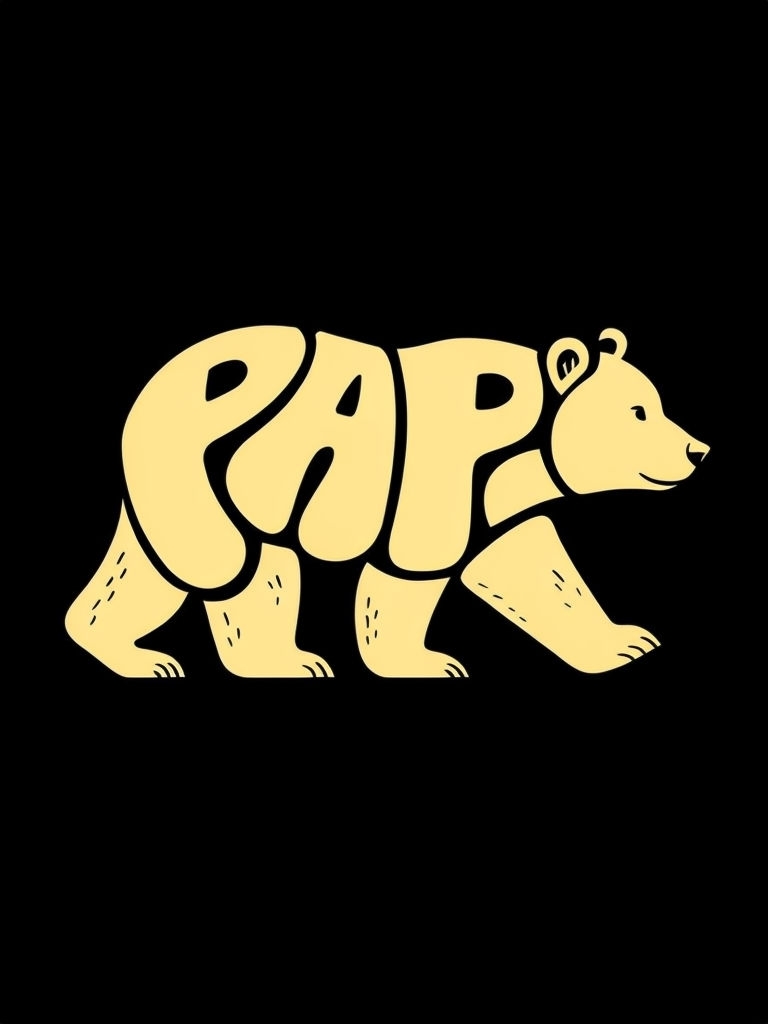 Stylized Bear Typography Design Featuring 'PAPA' T-Shirt