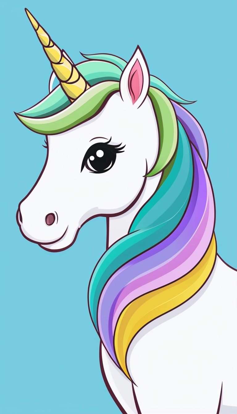 Vibrant Cartoon Unicorn with Colorful Mane Phone Case Cover