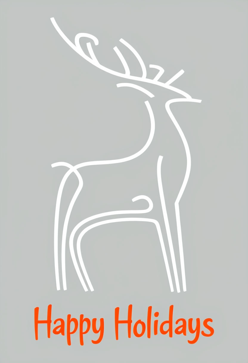 Modern Outline Reindeer Holiday Card with Cheerful Text