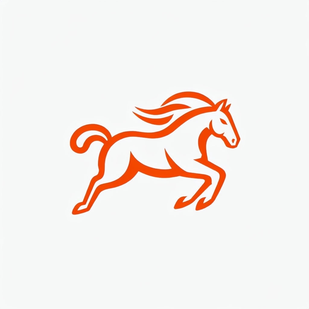 Dynamic Orange Galloping Horse Minimalist Logo