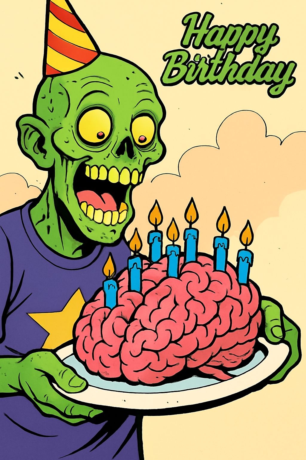 Humorous Zombie Birthday Party Invitation Illustration Card