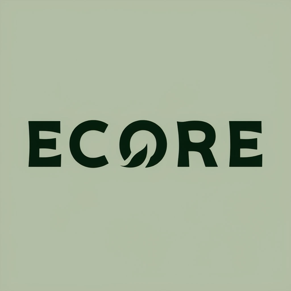 Minimalist ECORE Eco-Friendly Logo Design with Leaf Graphic