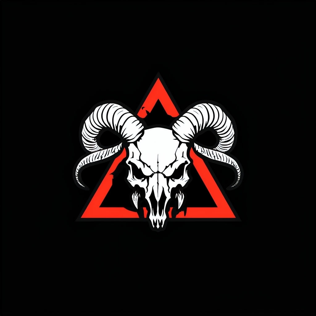 Menacing White Ram Skull Graphic Design T-Shirt