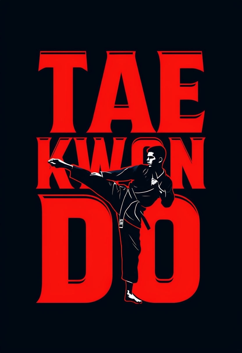 Dynamic Tae Kwon Do Martial Artist High Kick Graphic Poster