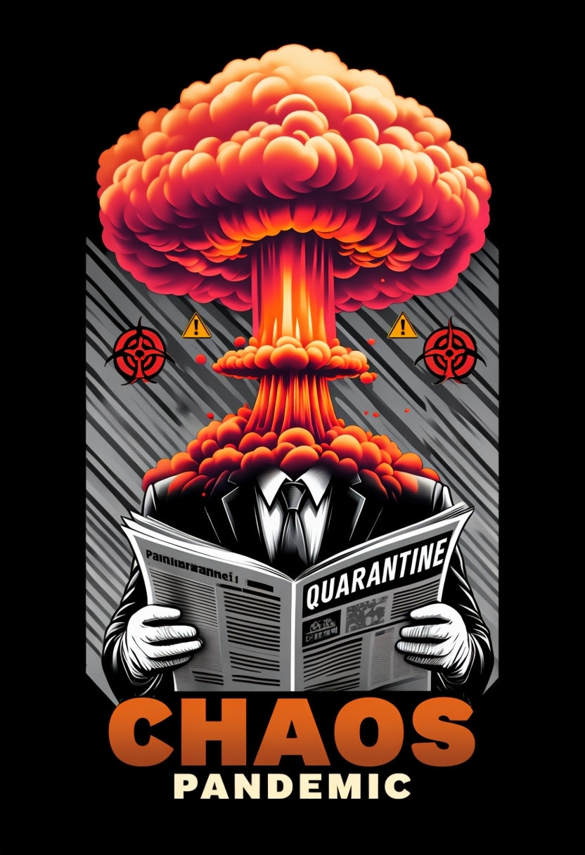 Surrealistic Chaos Pandemic Artwork with Mushroom Cloud Poster