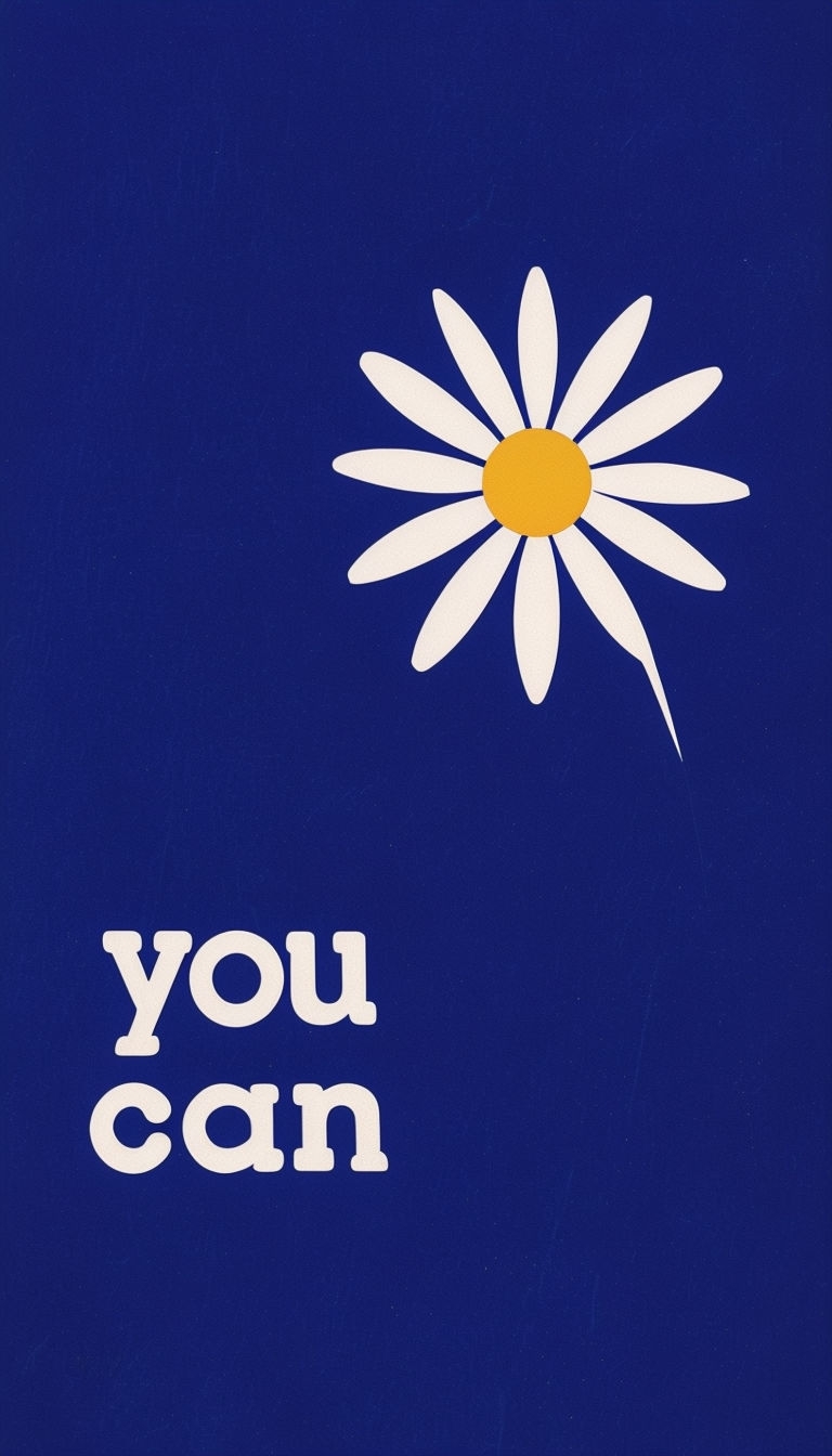 Minimalist Blue Daisy with Motivational Phrase You Can Mobile Wallpaper