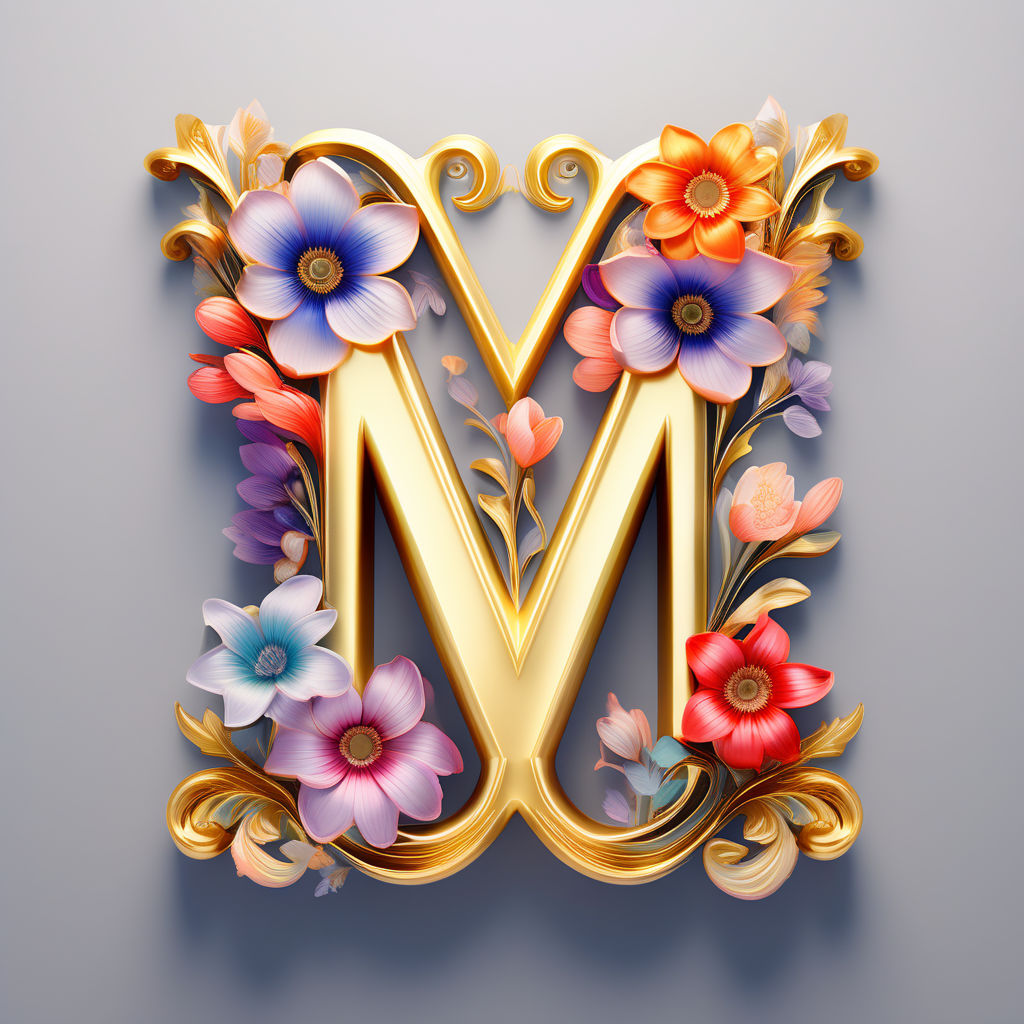 Letter M with intertwined flowers by Marlucia SC - Playground