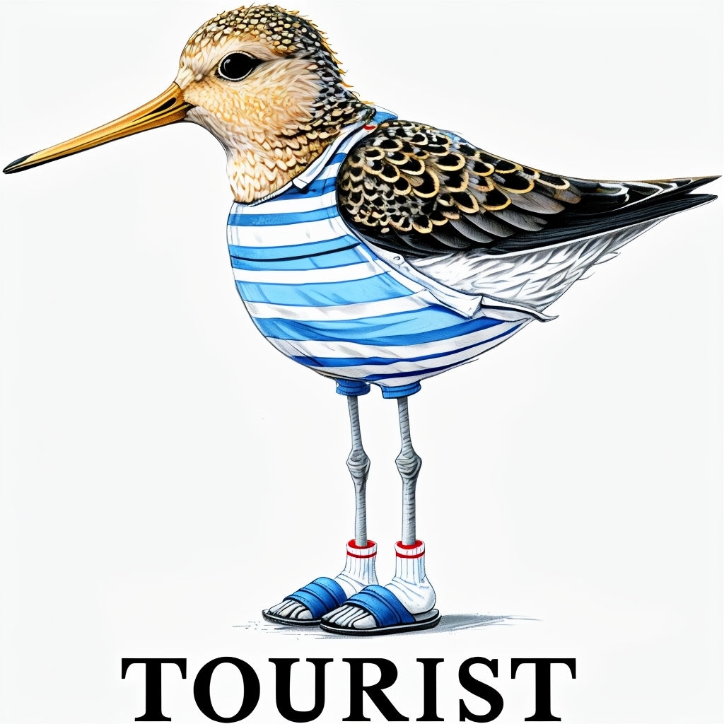 Whimsical Nautical Sandpiper Bird Cartoon T-Shirt
