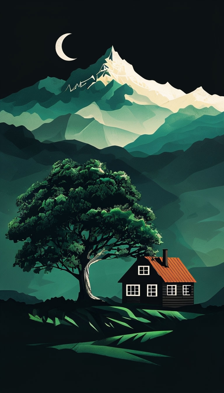 Tranquil Minimalist Nighttime Landscape Phone Case Cover