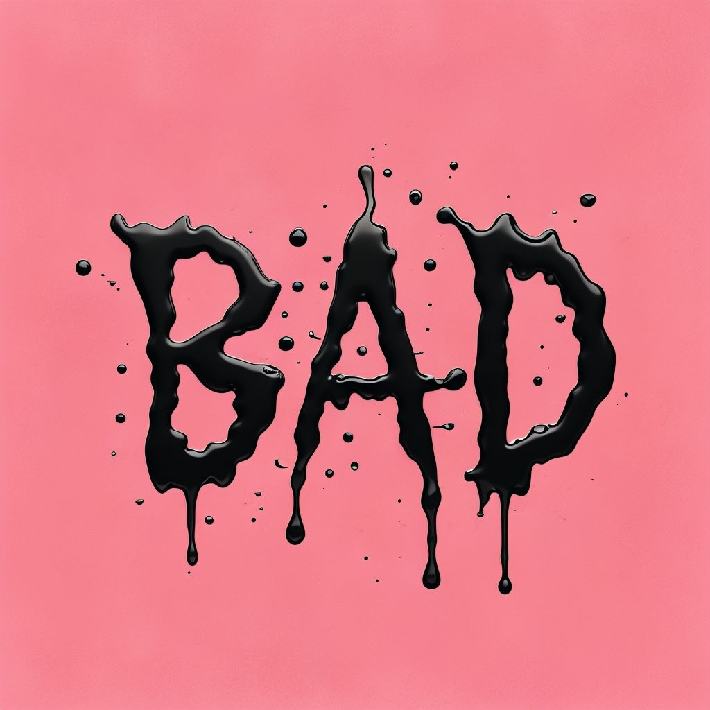 Glossy Black Bold BAD Design on Bright Pink Background Spotify Album Cover