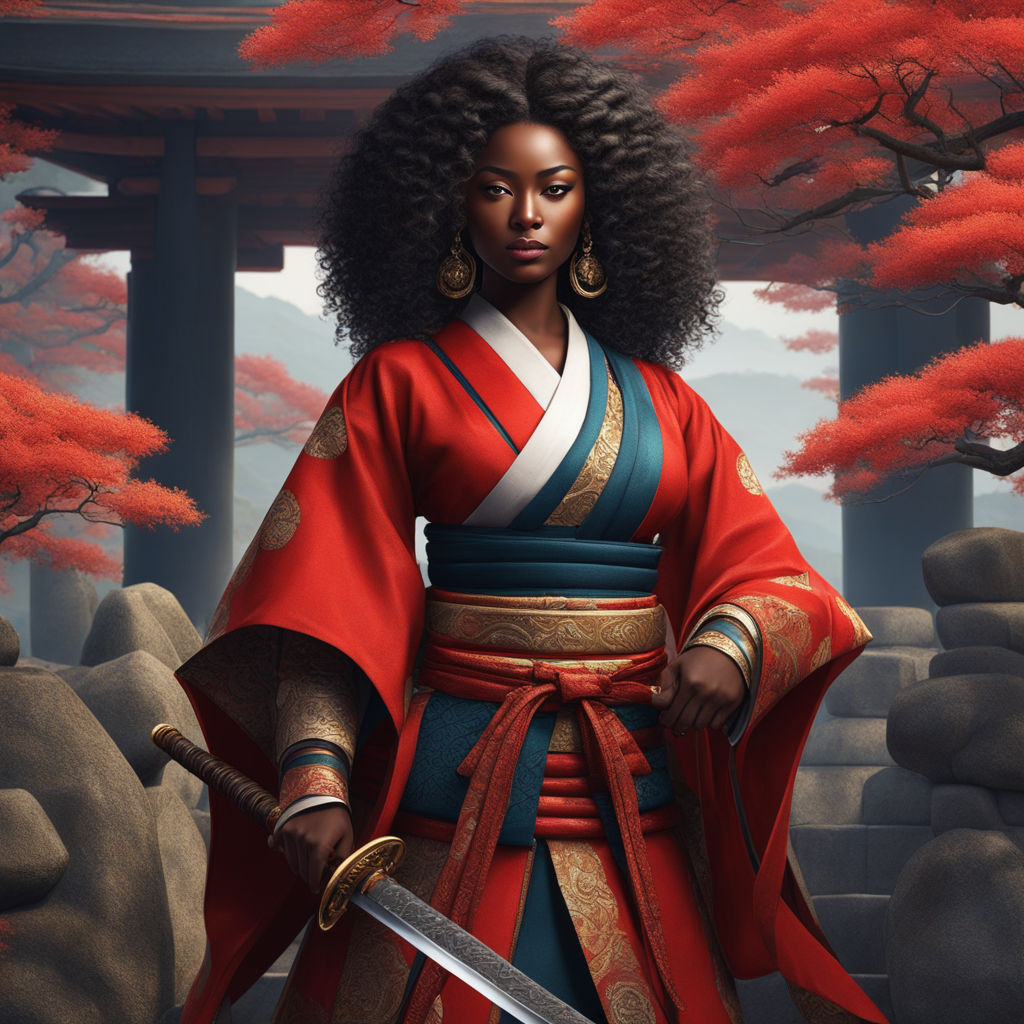 supervillain)) female afro samurai concept art