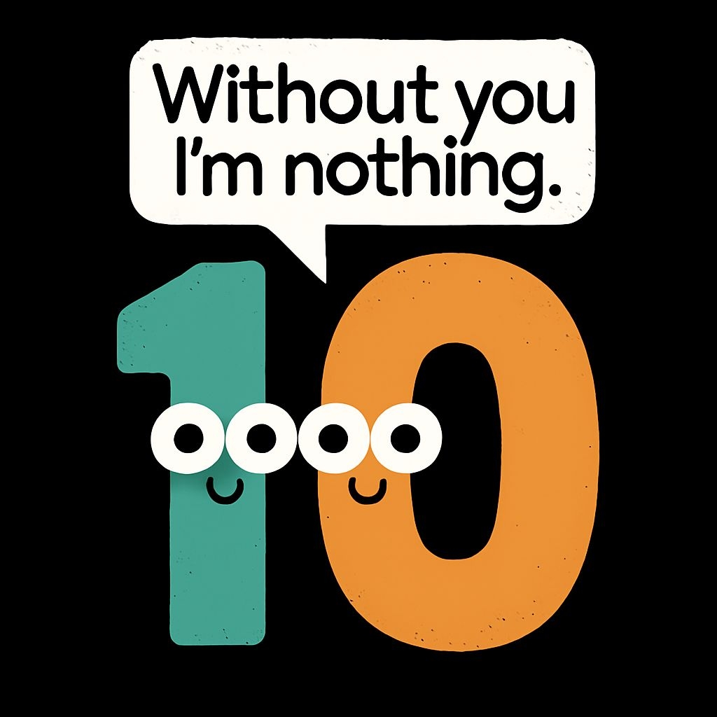 Playful Cartoon '10' Illustration with Cute Message Card
