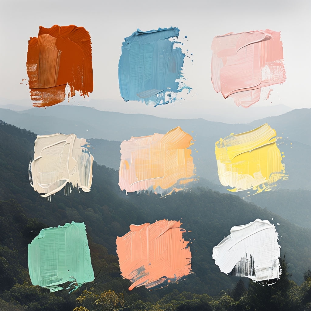 Colorful Mixed Media Landscape Art with Abstract Paint Strokes Poster