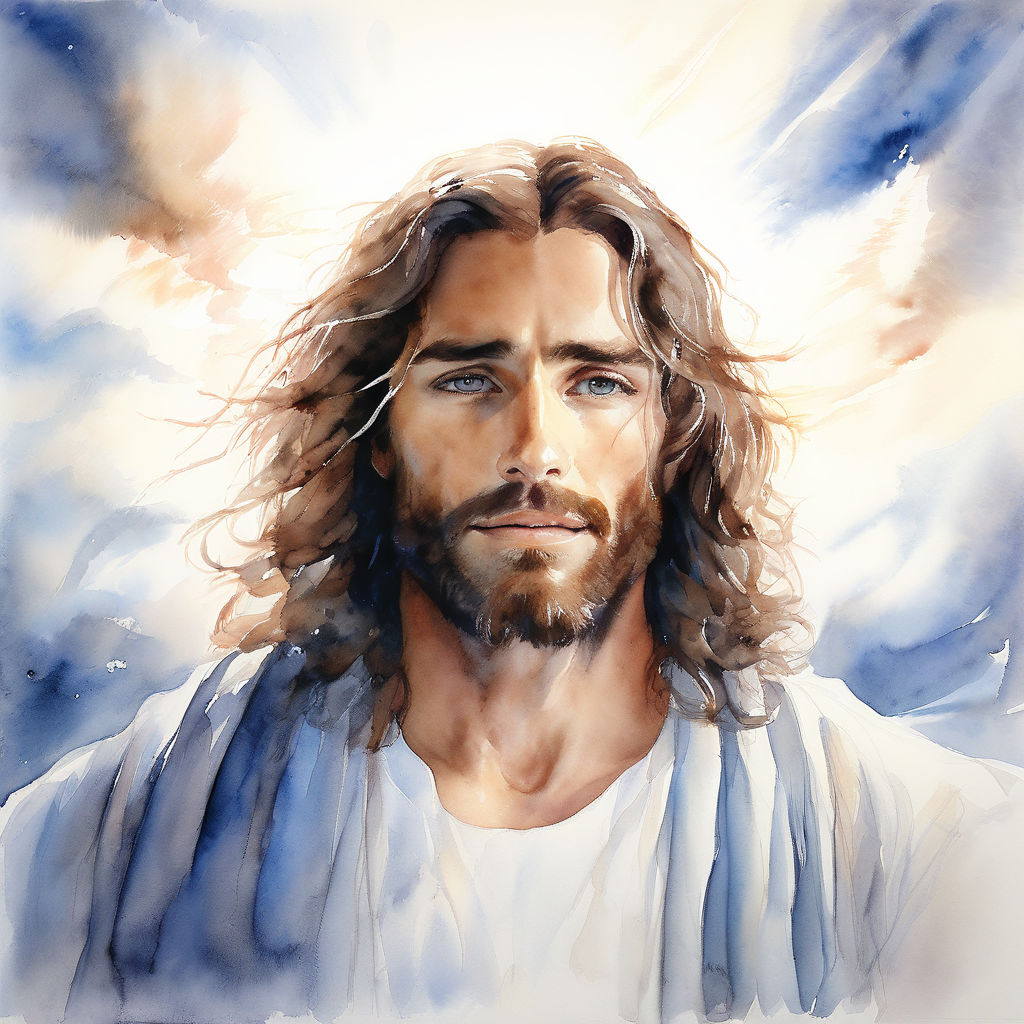 A serene watercolor portrayal of Jesus by 李国强 - Playground