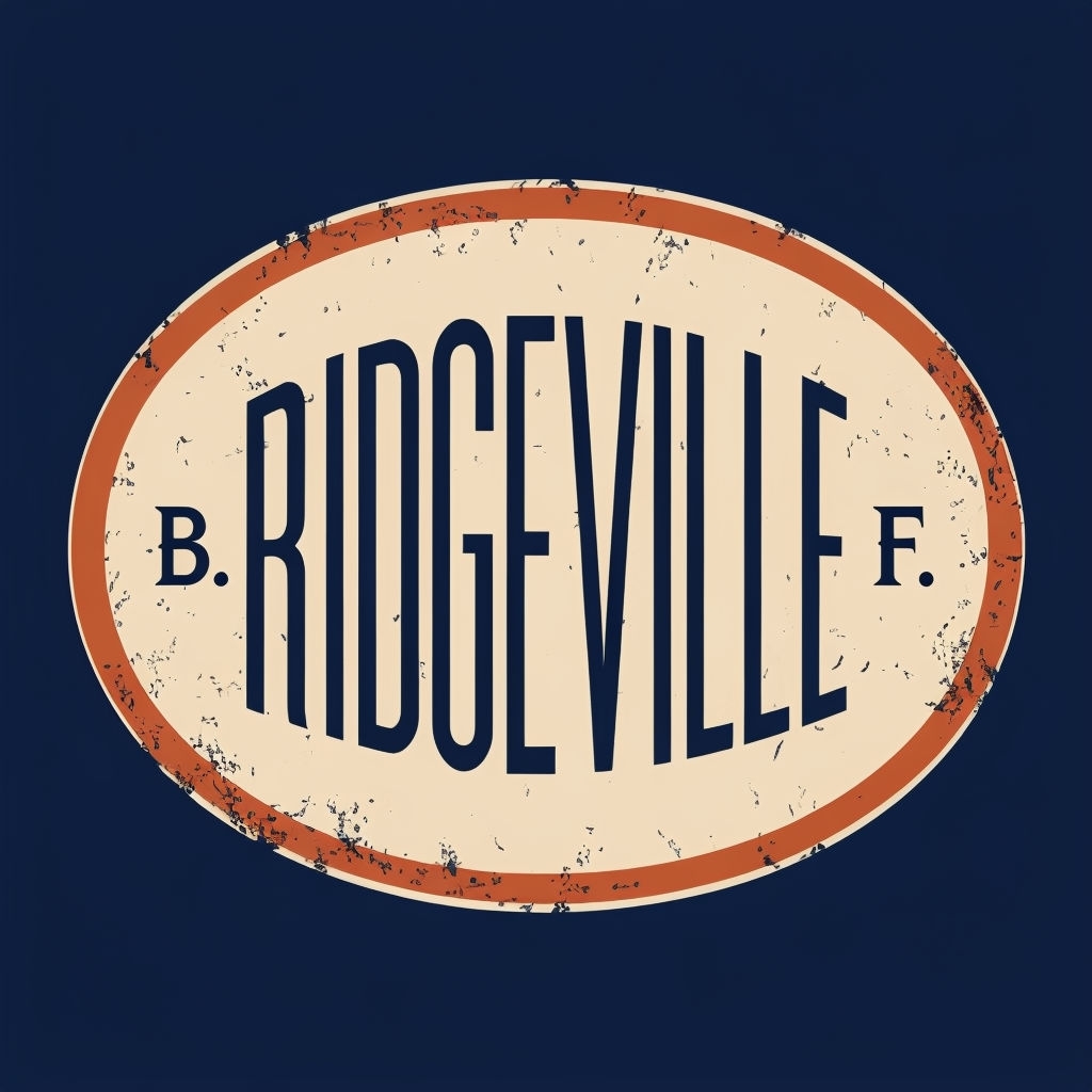 Vintage Ridgeville Oval Logo Design with Rustic Charm Logo