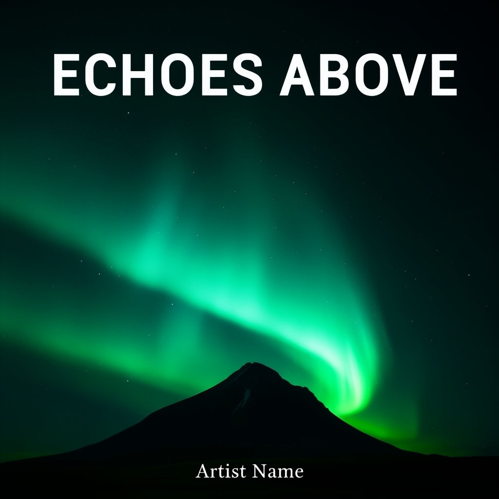 Ethereal Aurora Borealis Over Mountain Peak Album Cover