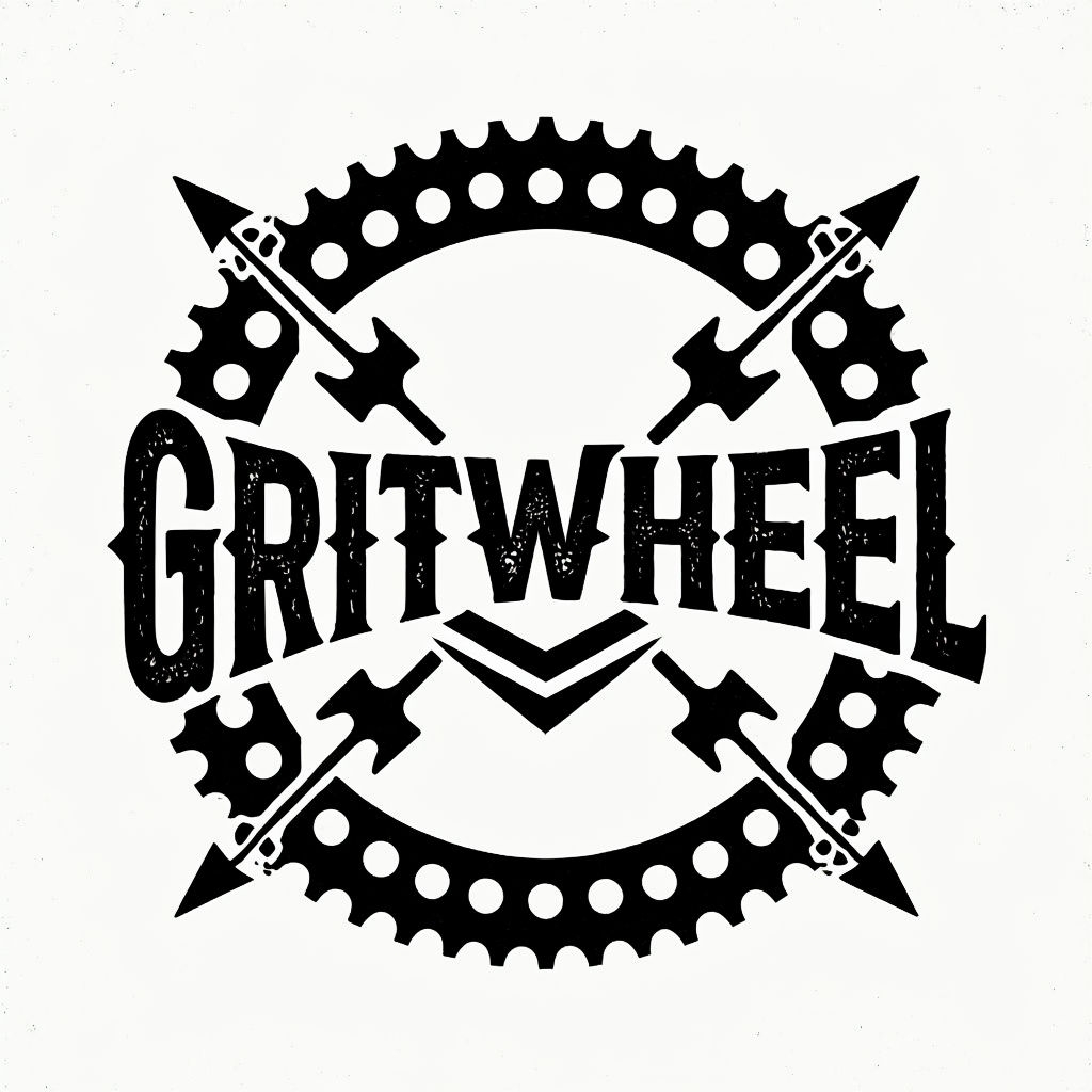 Vintage Gritwheel Logo Design with Bold Text and Arrows Logo