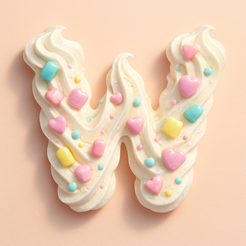 Pastel Whimsical Letter W Icing Illustration Sticker