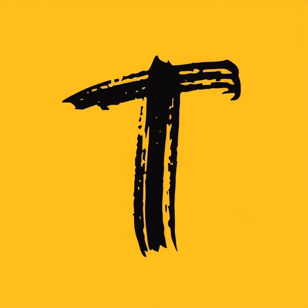 Bold Hand-Crafted T Monogram on Saffron Yellow Background Monogram