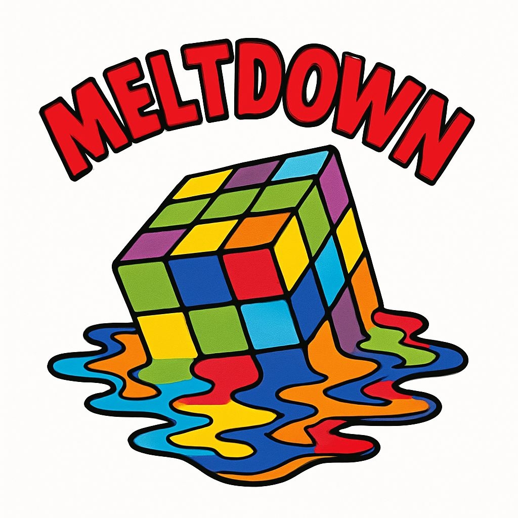 Vibrant Distorted Rubik's Cube Meltdown Digital Illustration Mug