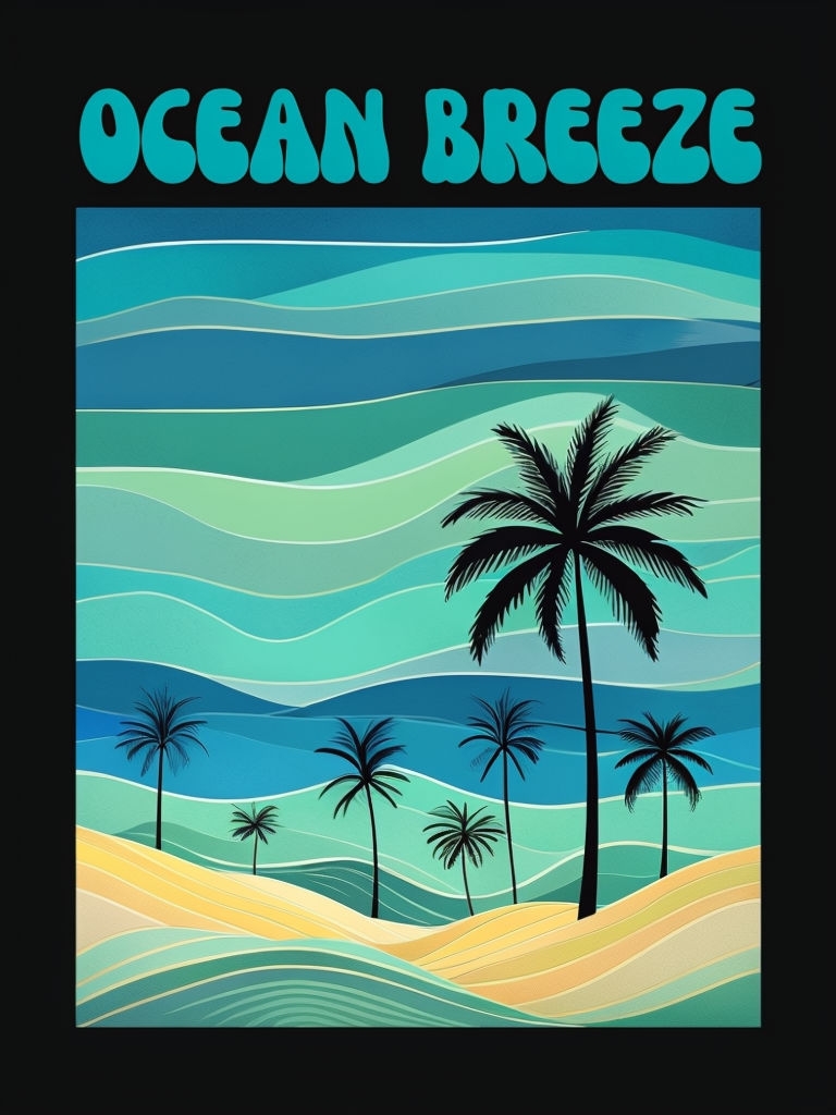Retro Ocean Breeze Vintage Seascape T-Shirt