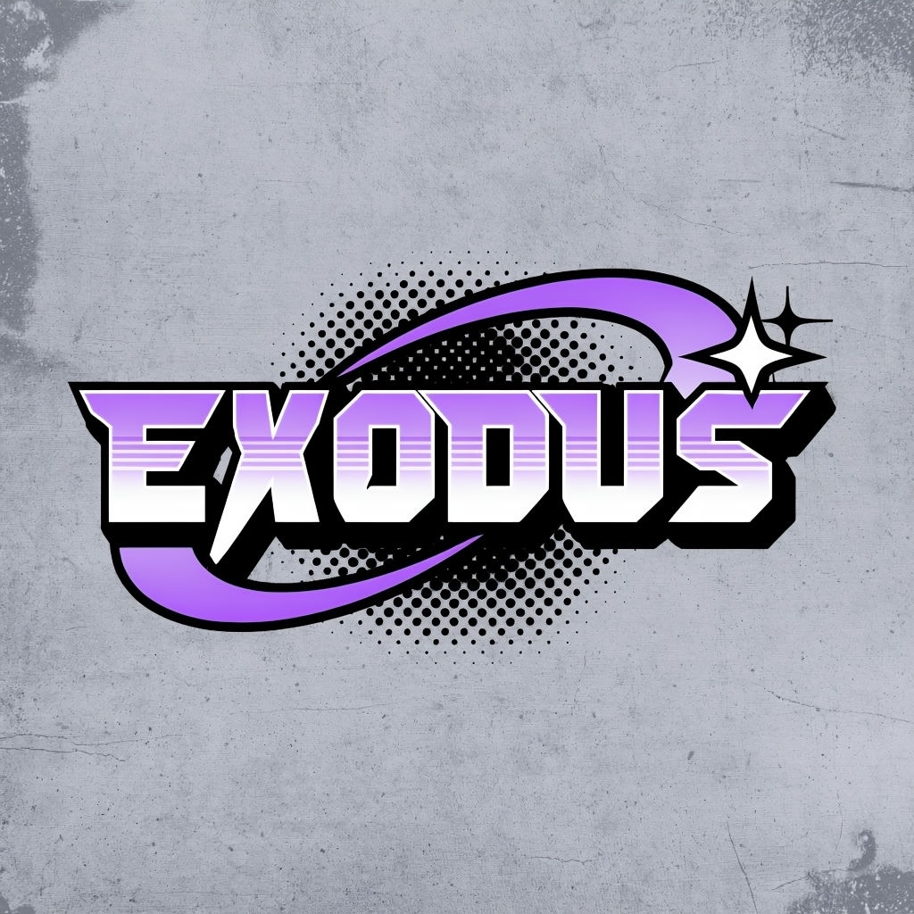 Bold Modern Exodus Logo Design with Gradient and Decorative Elements