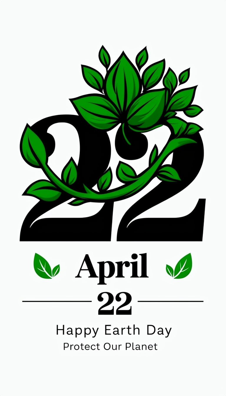 Bold Earth Day Celebration Graphic with Number 22 Social Media Post