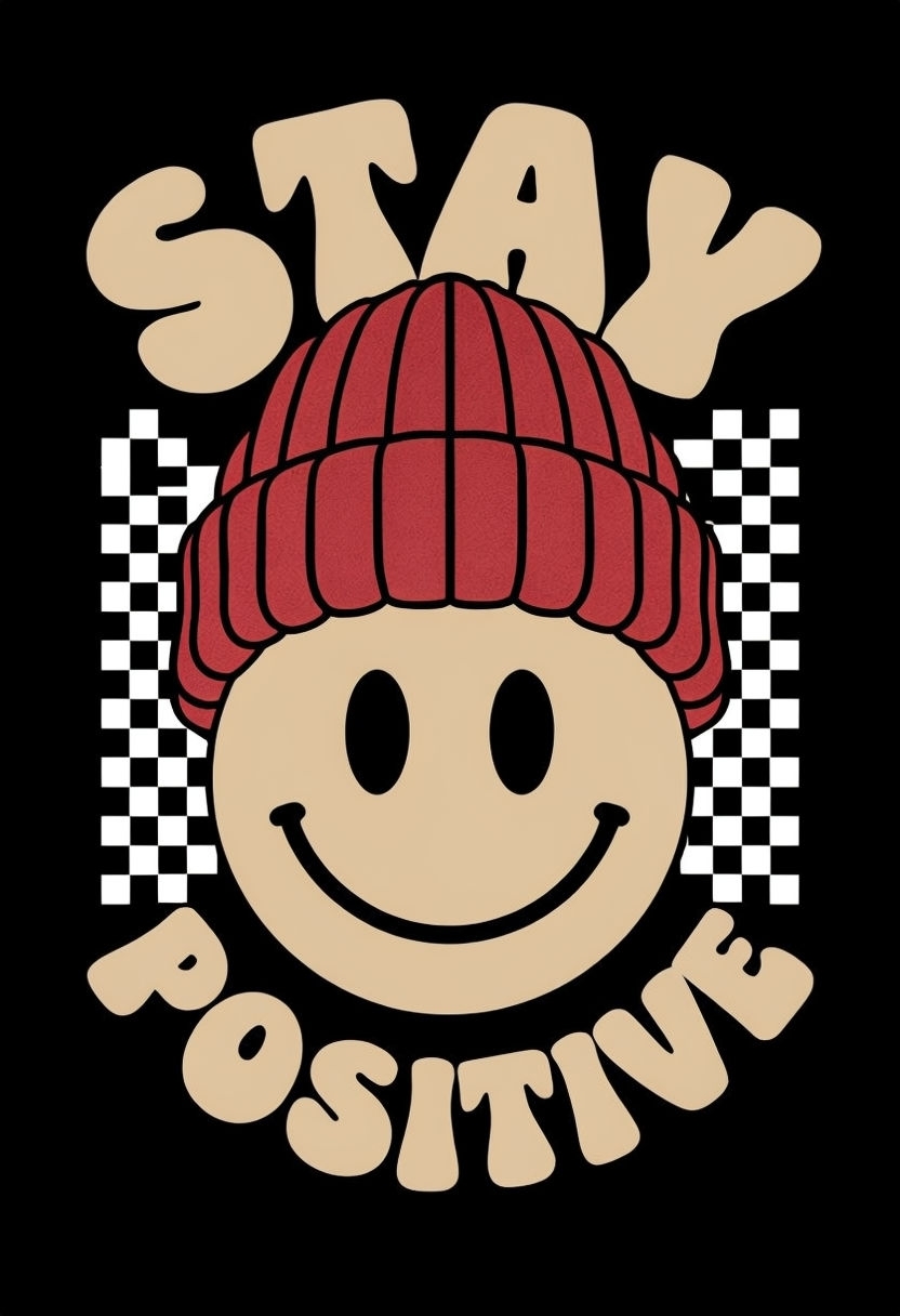 Cheerful Retro Smiley Face Stay Positive T-Shirt