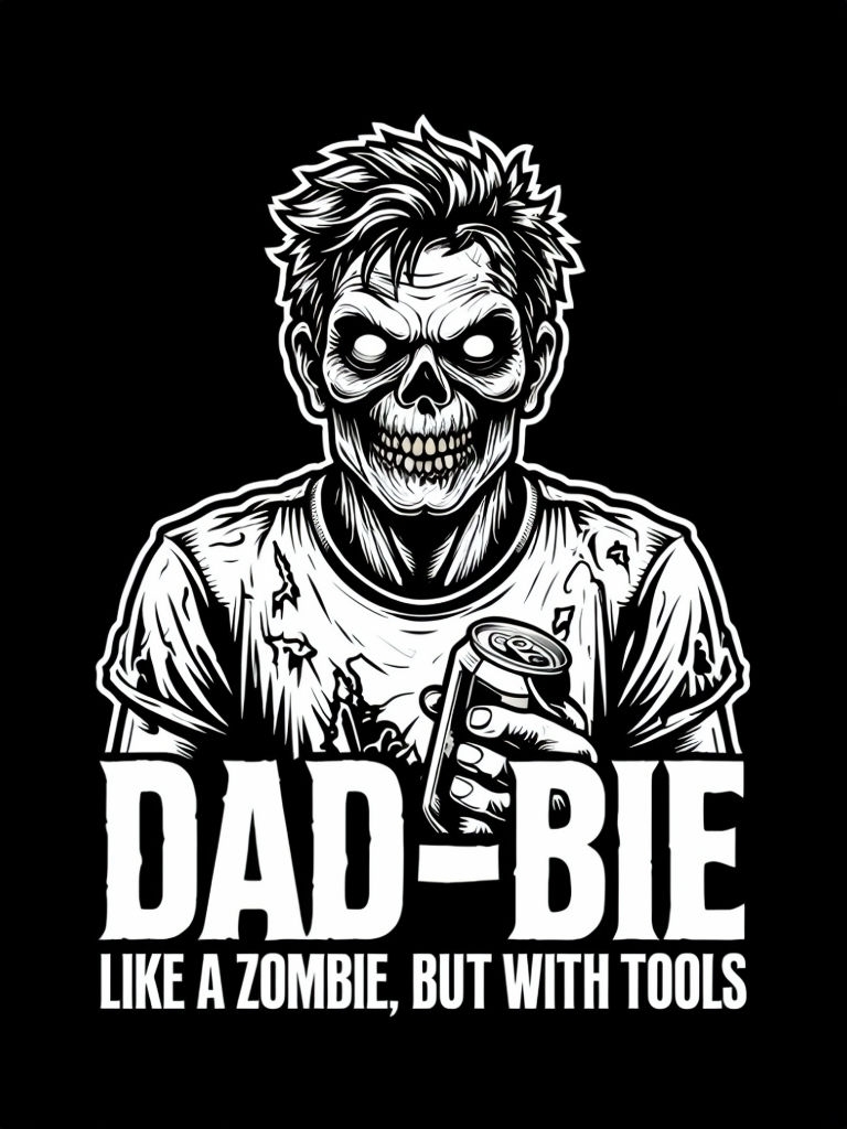 Funny Zombie Dad Illustration T-Shirt Design for Dads