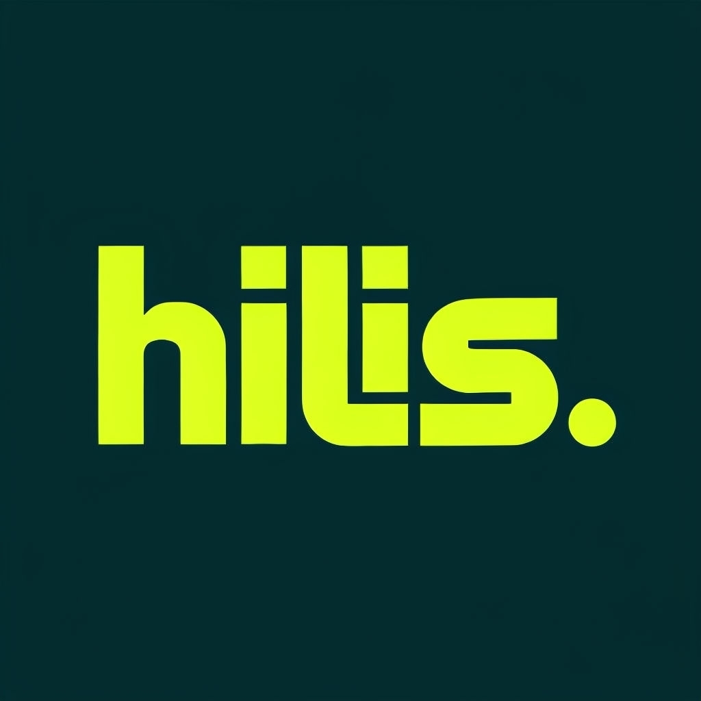 Minimalist Hilis Logo with Bold Neon Typography Design Logo