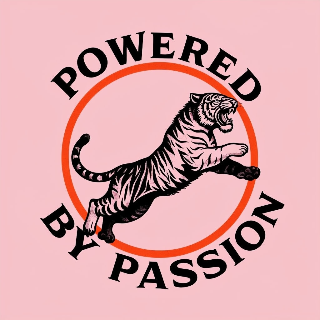 Leaping Black Tiger Powered by Passion Graphic T-Shirt