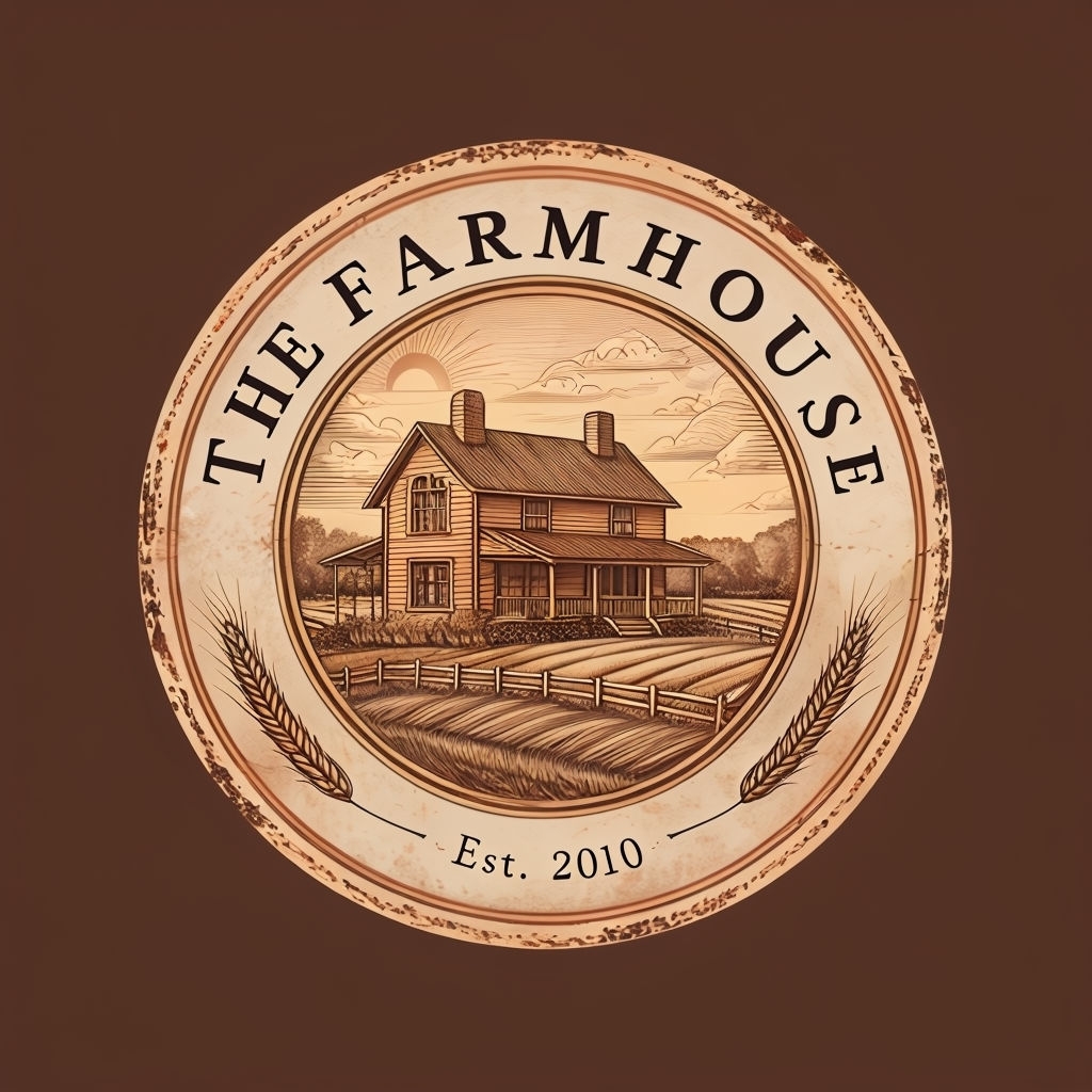 Vintage Farmhouse Engraving Logo with Rustic Charm