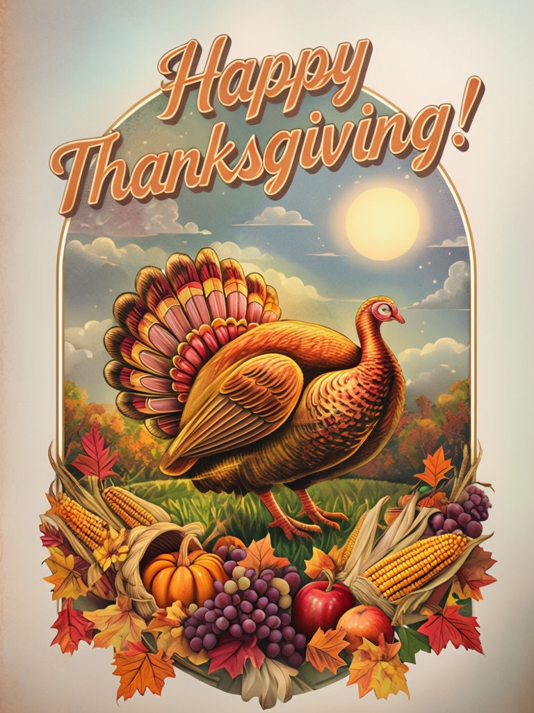 Retro Thanksgiving greeting card