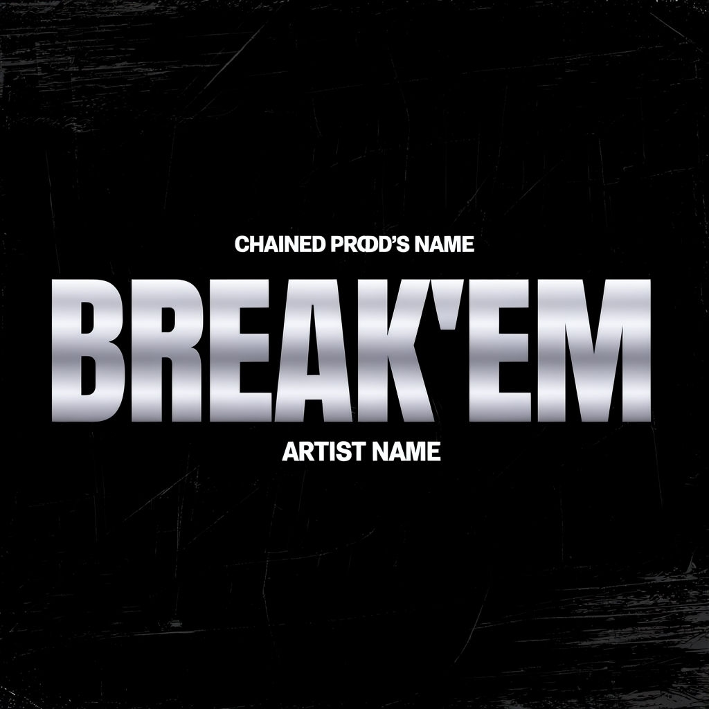 Modern Grunge Break 'Em Cover Art with Bold Typography Spotify Album Cover