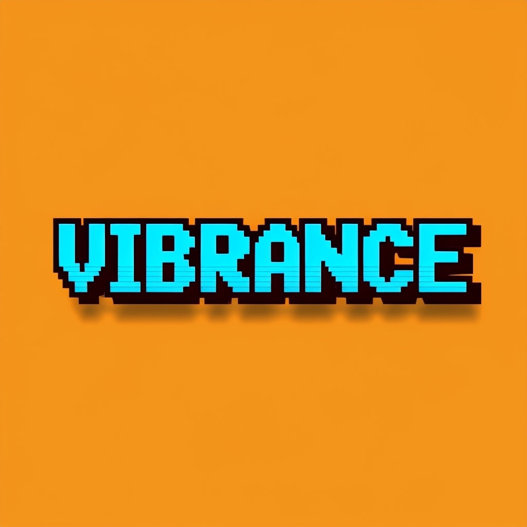 Vibrant Pixelated VIBRANCE Retro Logo Design with Neon Colors Logo