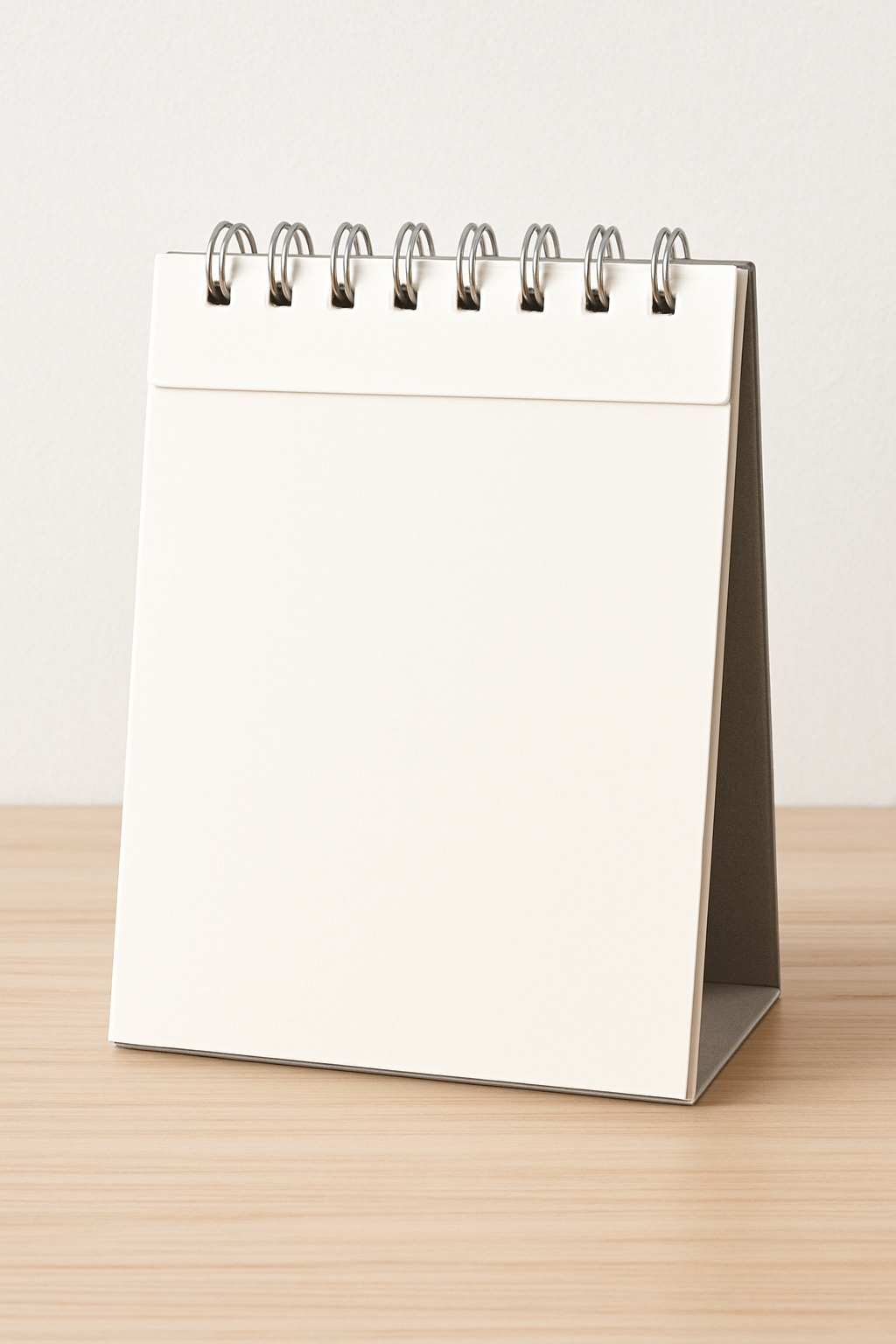 Elegant Minimalist Desk Calendar on Wooden Surface Mockup