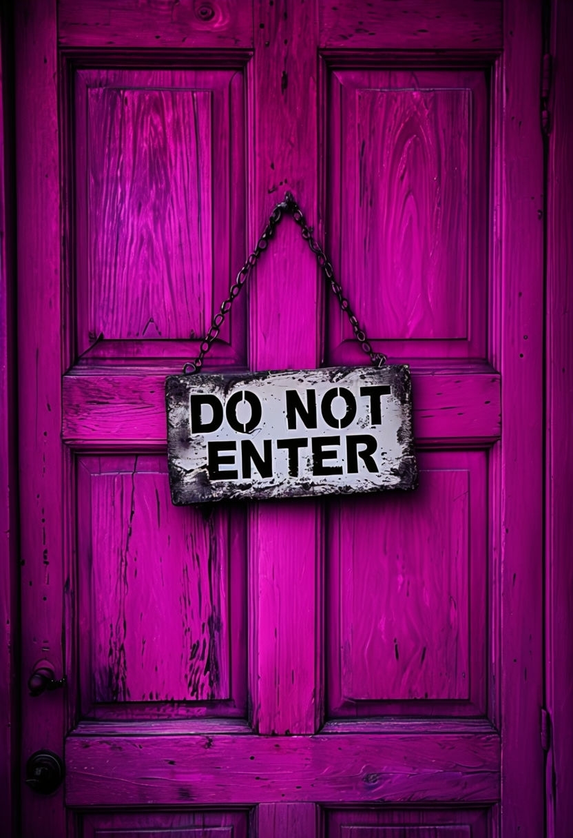 Striking Neon Pink DO NOT ENTER Wooden Door Photograph Poster