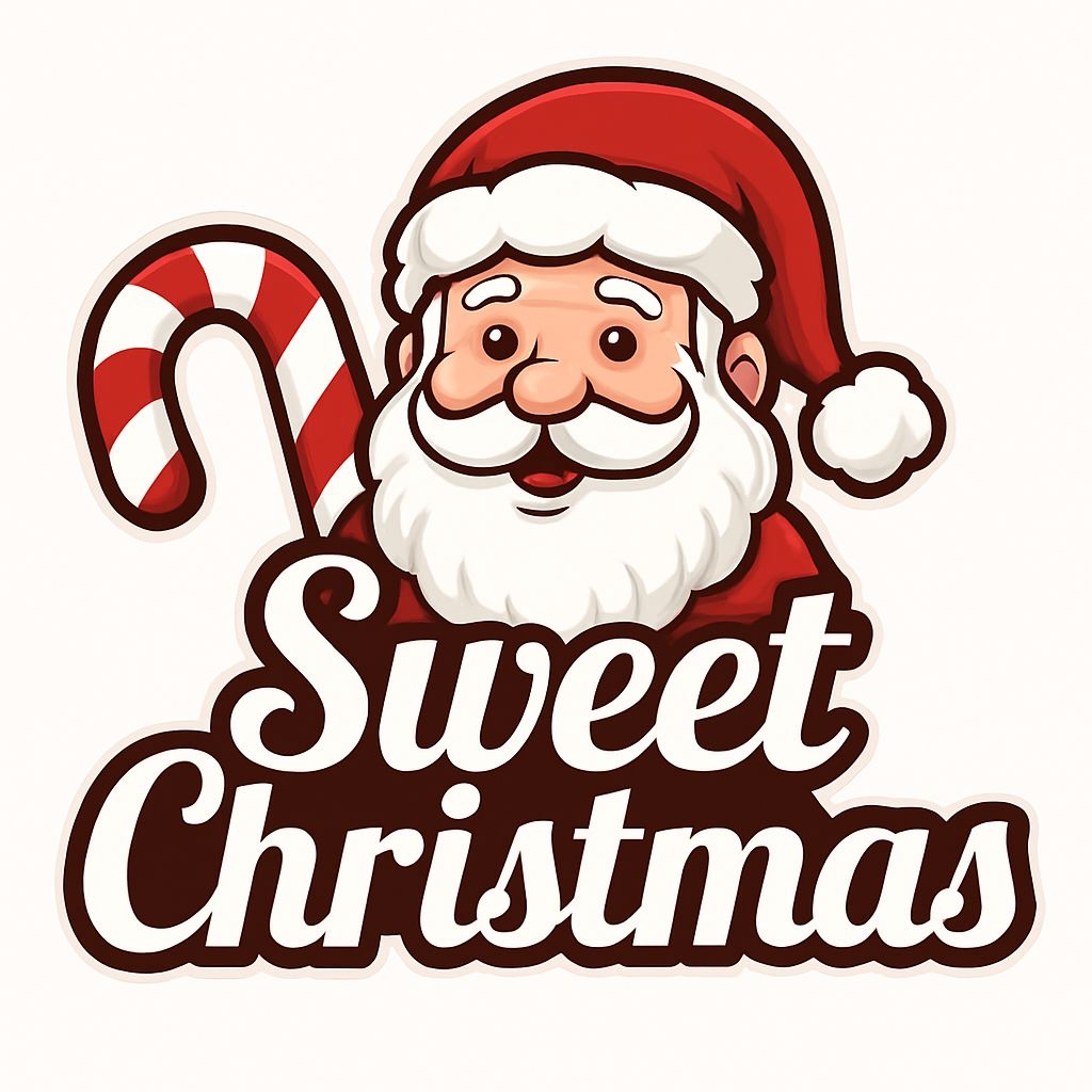 Cheerful Santa Claus with Candy Cane Sweet Christmas Sticker