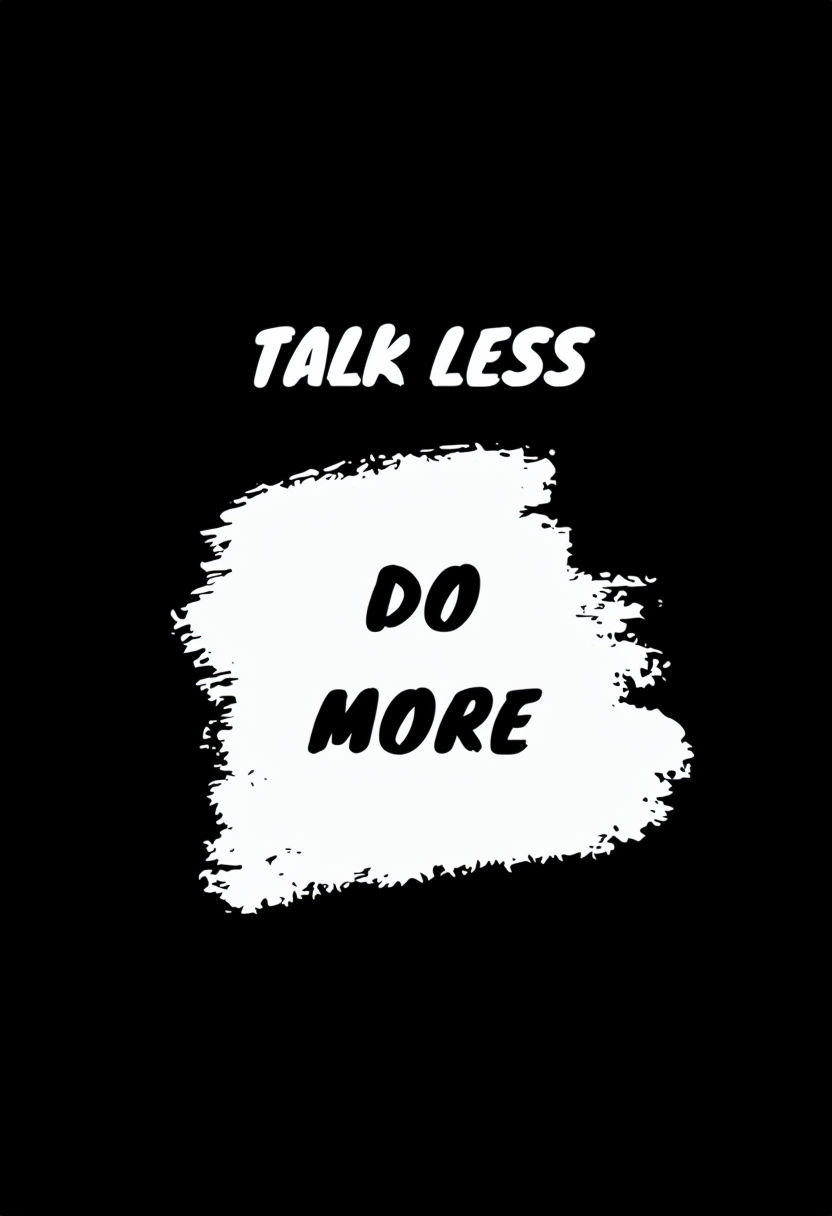 Motivational Black and White Talk Less Do More Poster