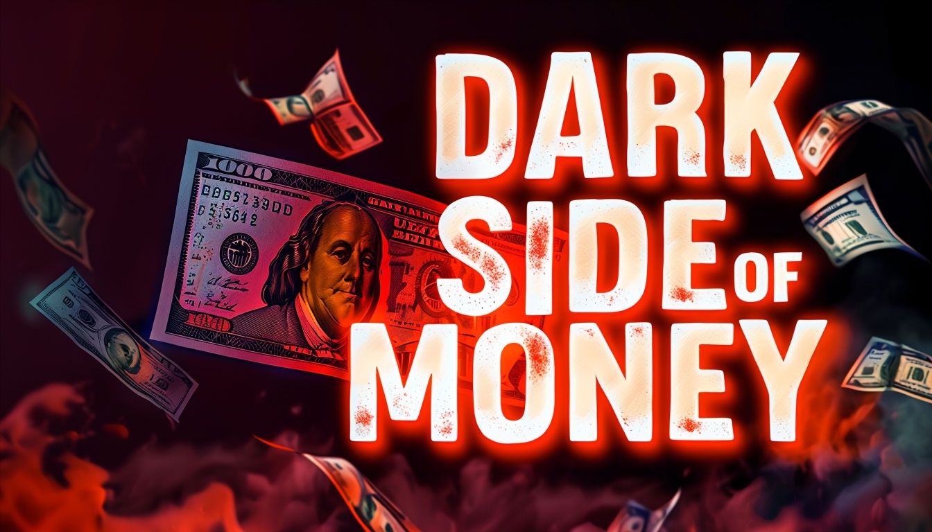 Dark Side of Money Art with Floating Dollar Bills Social Media Post