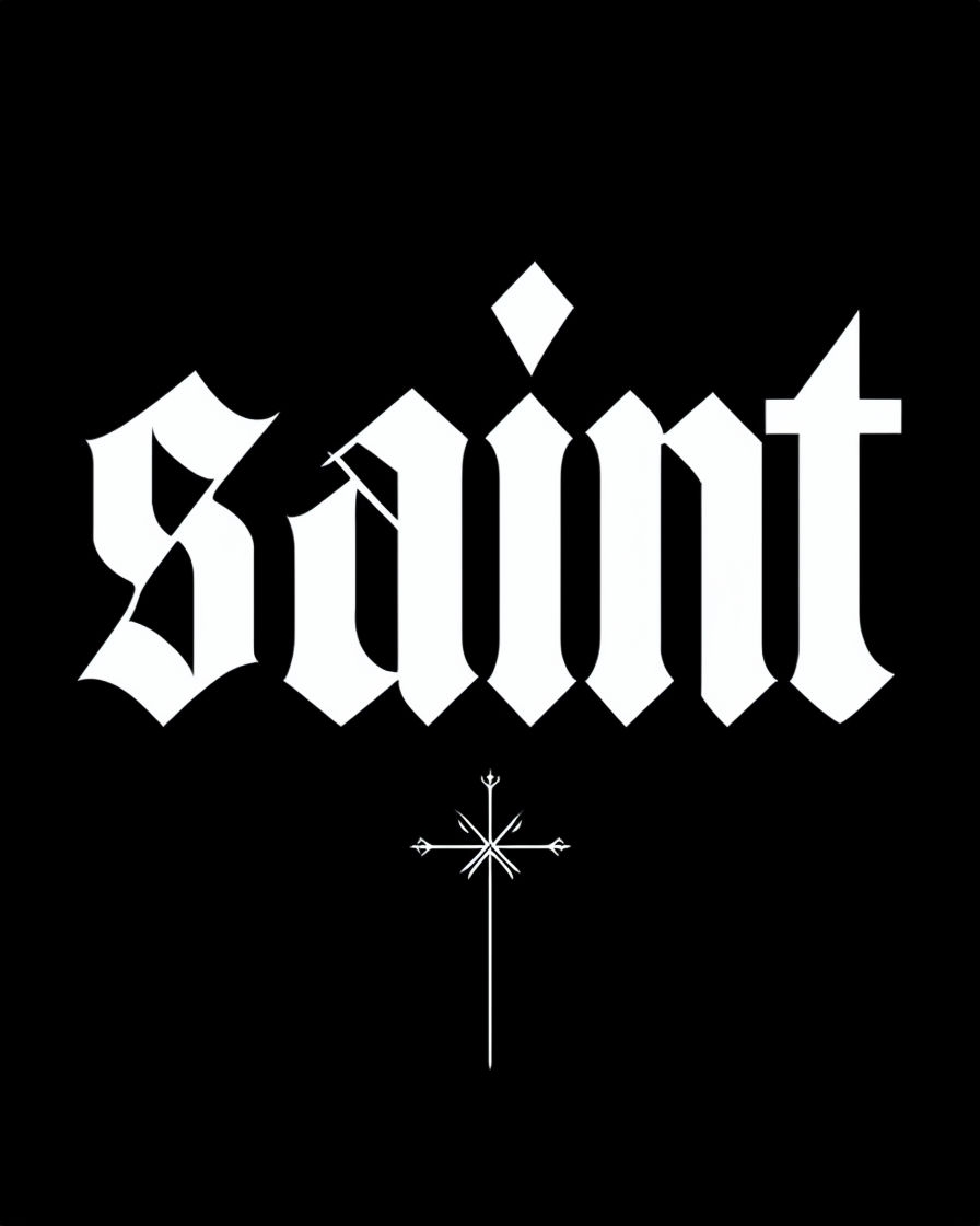 Minimalist Gothic 'Saint' Design with Cross T-Shirt