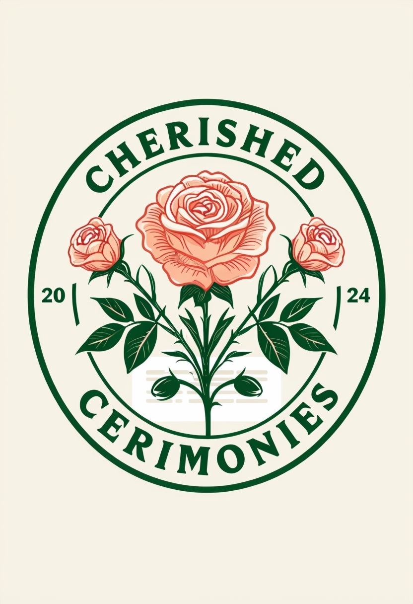 Symmetrical Floral Design with Roses for Cherished Ceremonies Logo