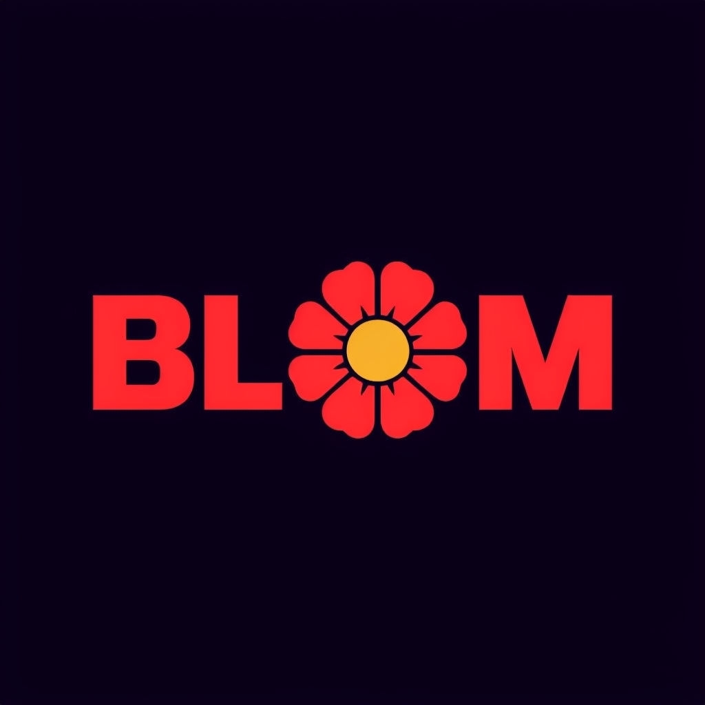 Bold Modern BLOOM Logo with Stylish Flower Icon