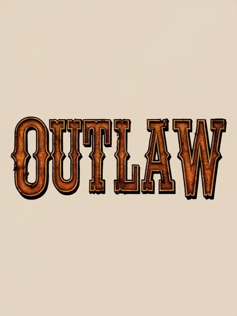 Rustic Outlaw Typography Design for Vintage Western T-shirt