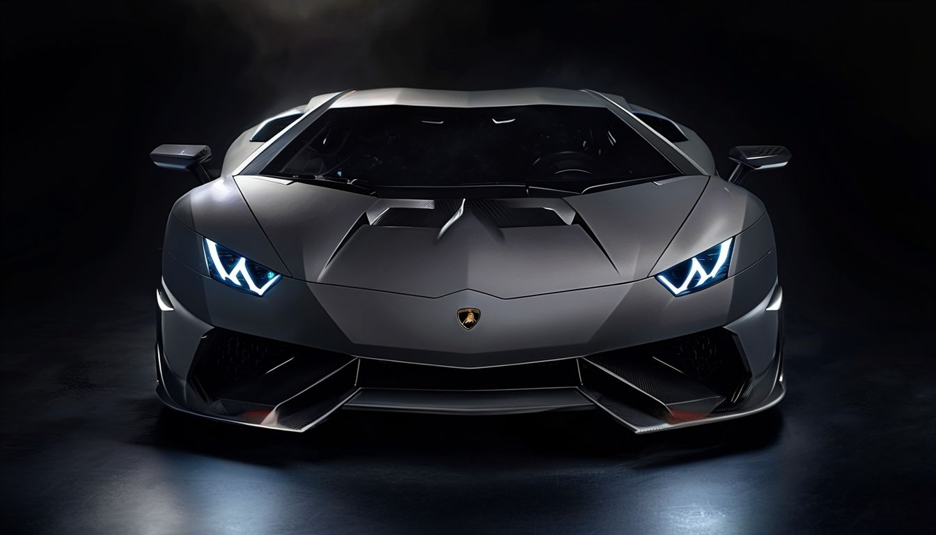 Sleek Gunmetal Gray Lamborghini Sports Car High-Def Image Virtual Backgrounds