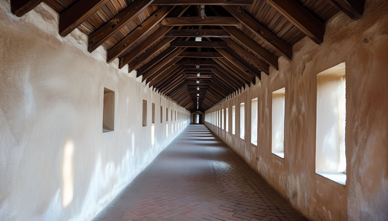 Serene Architectural Hallway Scene for Virtual Backgrounds