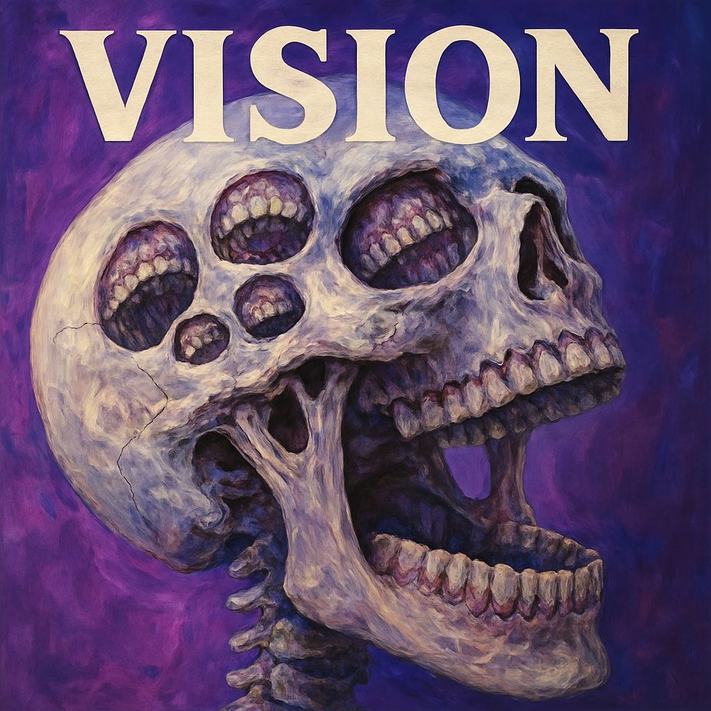 Surreal Human Skull Artwork with Intricate Details for Album Cover