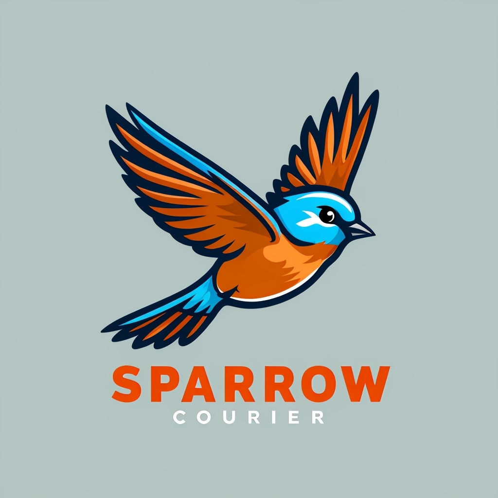 Vibrant Minimalist Flying Bird Sparrow Courier Logo Design