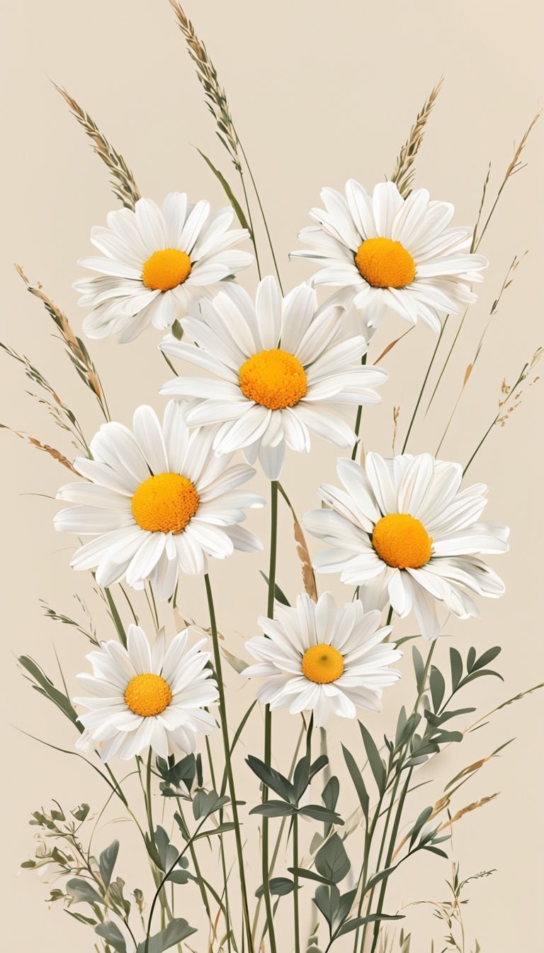 Elegant White Daisies Floral Illustration Phone Case Cover