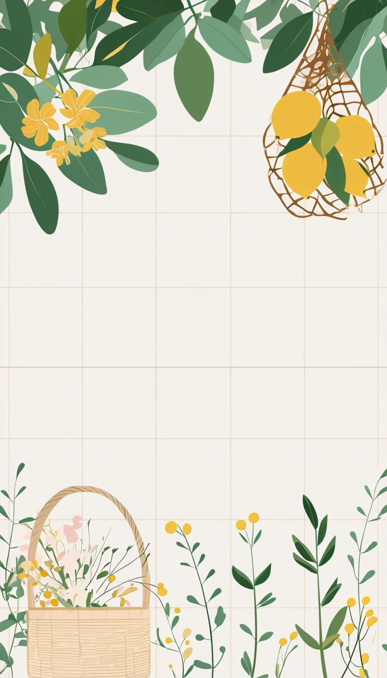 Minimalist Botanical Illustration with Foliage and Flowers Social Media Post